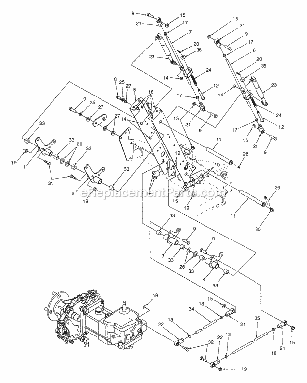 Drive Controls And Support Tower Diagram and Parts List for Z54 53AC385K100 Cub Cadet Lawn Mower